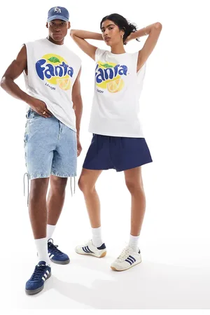 ASOS Unisex oversized vest with Fanta Lemon print in