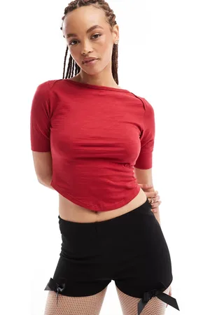 Motel Ralda curved hem t-shirt in
