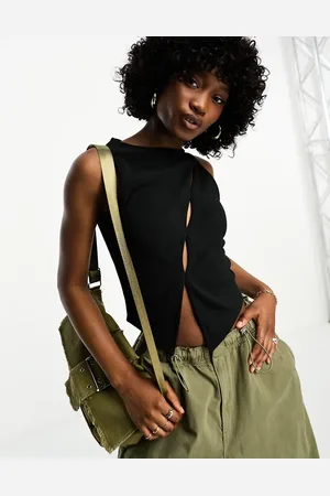 COLLUSION Cut out slash neck tank top in