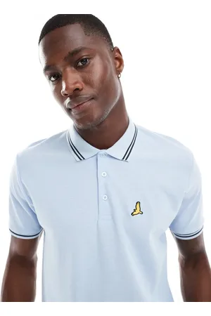 Brave Soul Polo shirt with contrast tipping collar in blue and