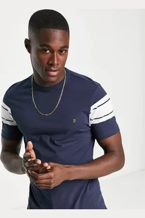 Farah Webber block stripe sleeve t-shirt in