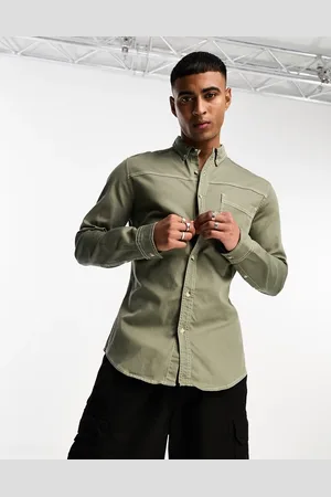 ASOS Skinny denim shirt in khaki