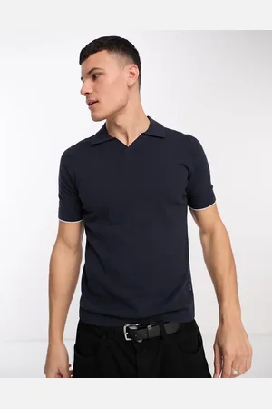 Only & Sons Knitted polo with revere collar in