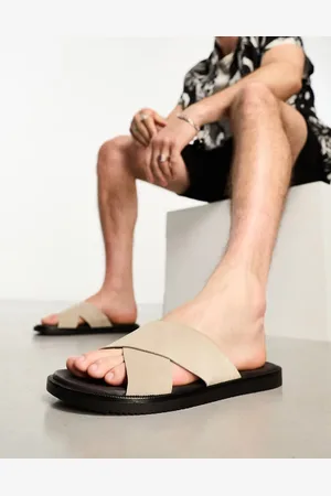 ASOS Cross strap sandals in stone suede