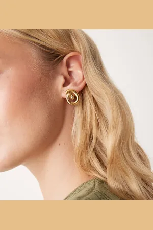 LOST SOULS Stainless steel 18ct plated spiral stud earrings