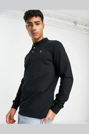 Ralph Lauren Multi icon logo pima cotton long sleeve polo in