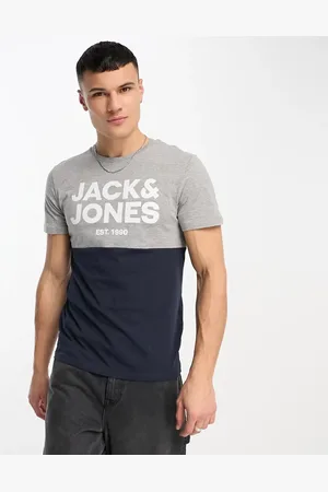 JACK & JONES Colour block t-shirt in light & navy