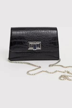 ASOS Croc cross body bag with twist lock and chain detail