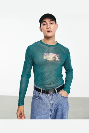 ASOS Muscle long sleeve t-shirt in mesh with front print