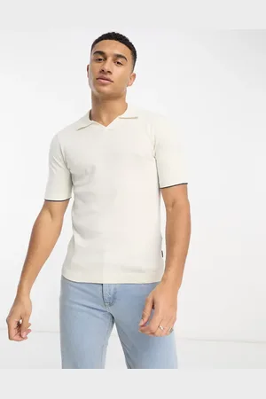 Only & Sons Knitted polo with revere collar in