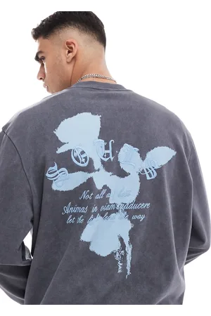ASOS Oversized sweatshirt with text print in washed