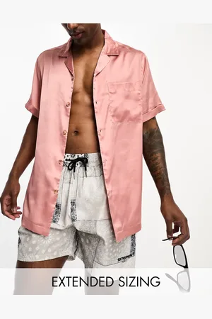 ASOS Relaxed satin shirt in dusty with roll sleeves