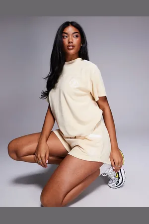 ASOS Weekend Collective co-ord t-shirt with towelling in buttermilk
