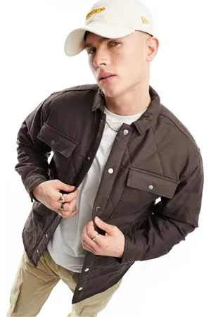 JACK & JONES Originals quilted overshirt in chocolate
