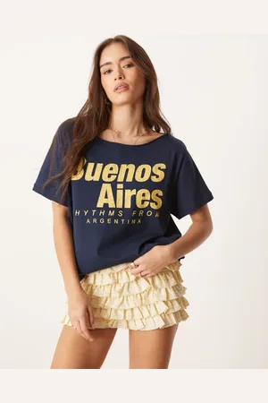 ASOS Off shoulder tee with buenos aires graphic in