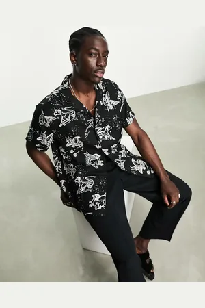 ASOS Relaxed revere shirt in celestial print