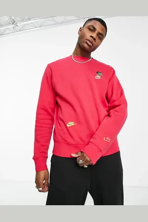 Nike Essential fleece+ multi logo crew neck sweatshirt in dark