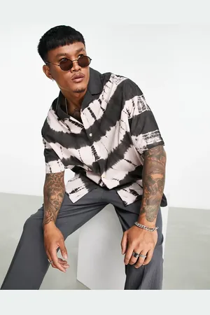 ASOS Boxy oversized revere shirt in linen look tie dye