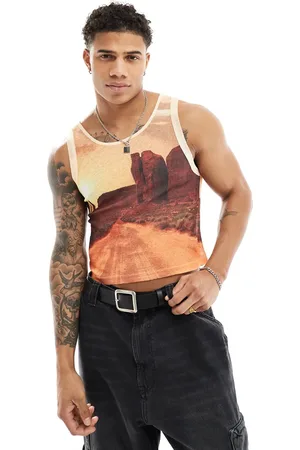 ASOS Muscle fit vest with scenic all over print