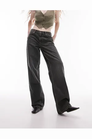 Topshop Low rise loose jean in dirty blue