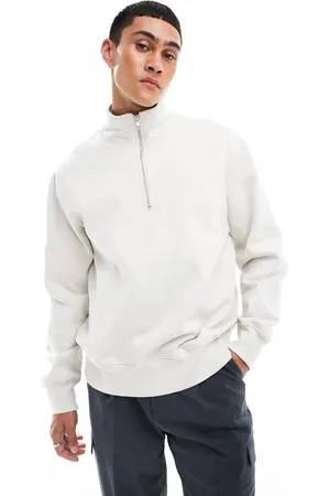 ASOS Heavyweight oversized quarter zip sweatshirt 400gsm in light