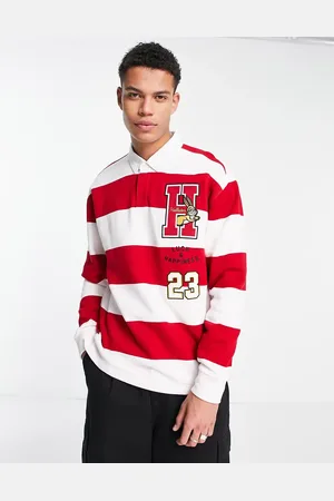 Hollister Lunar new year logo print stripe rugby polo in /white