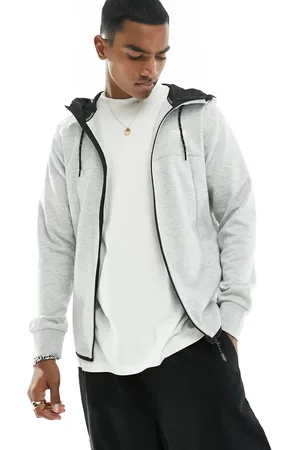 JACK & JONES Zip through tech hoodie in light marl