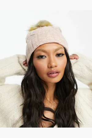 Elle Marl knit bobble beanie hat in