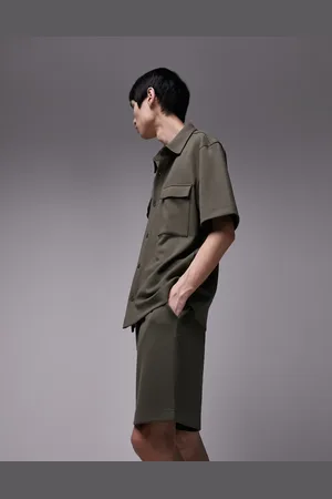 Topman Premium oversized fit modal jersey shirt in khaki