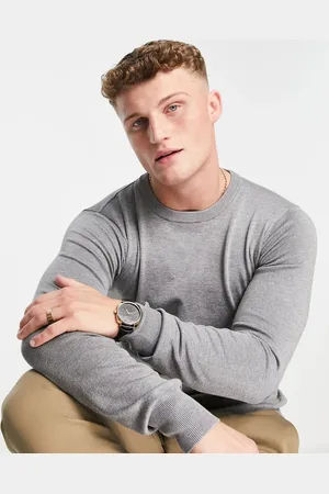 Gianni Feraud Premium muscle fit stretch crew neck fine gauge jumper in