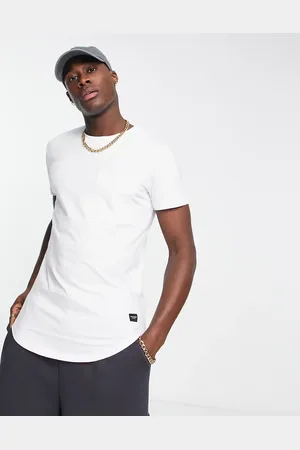 JACK & JONES Essentials longline t-shirt with curve hem & pocket in
