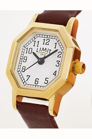 Limit Octagonal faux leather watch in burgundy