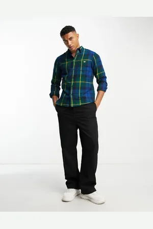 GANT Shield logo check flannel shirt regular fit in dark