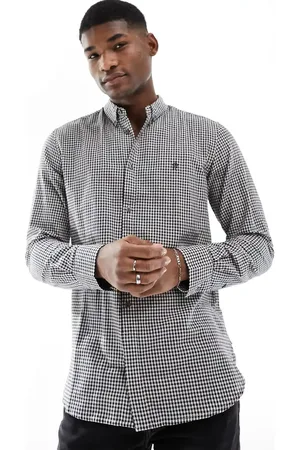 French Connection Long sleeve gingham shirt in burgundy