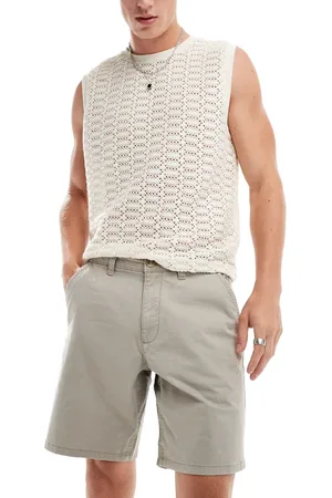 River Island Laundered chino short in light stone