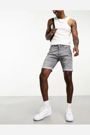 JACK & JONES Intelligence denim shorts in slim fit with rips in