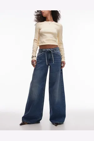 MANGO Olivia tie waist wide leg jeans