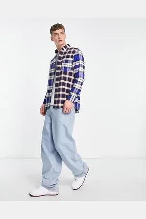 Tommy Hilfiger Spliced tartan long sleeve shirt in blue multi