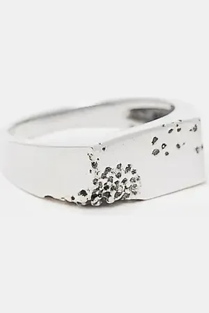 ASOS Sterling signet ring with hammered texture in