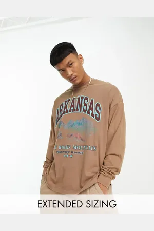 ASOS Oversized long sleeve t-shirt in washed with retro city chest print