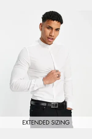 ASOS Skinny fit shirt with grandad collar in