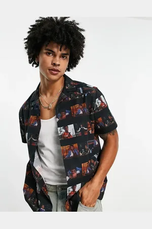 ASOS Relaxed revere shirt in Scarface movie scene print