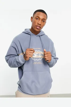 ASOS ASOS Dark Future oversized hoodie in polar fleece with logo and taping stripe detail in stone