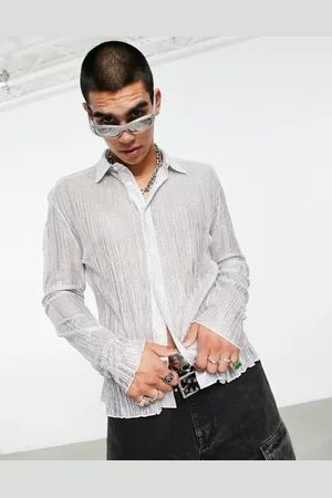ASOS Super skinny shirt in metallic plisse
