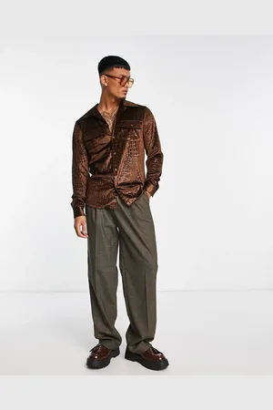 ASOS Regular velvet shirt with embossed croc print in