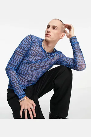 COLLUSION Long sleeve mesh logo print t-shirt