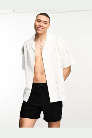 Bershka Broidery button through shirt in