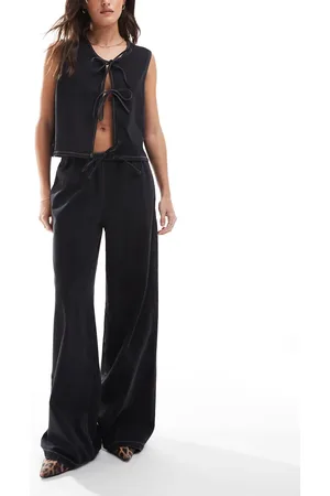 ASOS Tie front wide leg jean in washed
