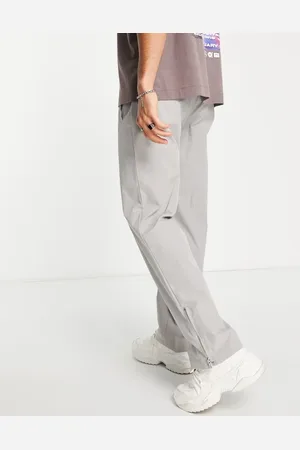 Mennace Straight leg track joggers in with zip hem detail