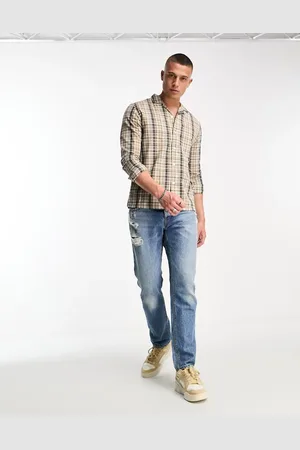 Farah Couzens checked revere collar shirt in smoky